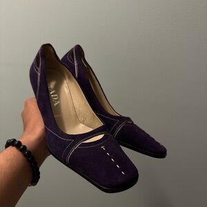 Prada Deep Purple Suede Pointed-Toe Pumps